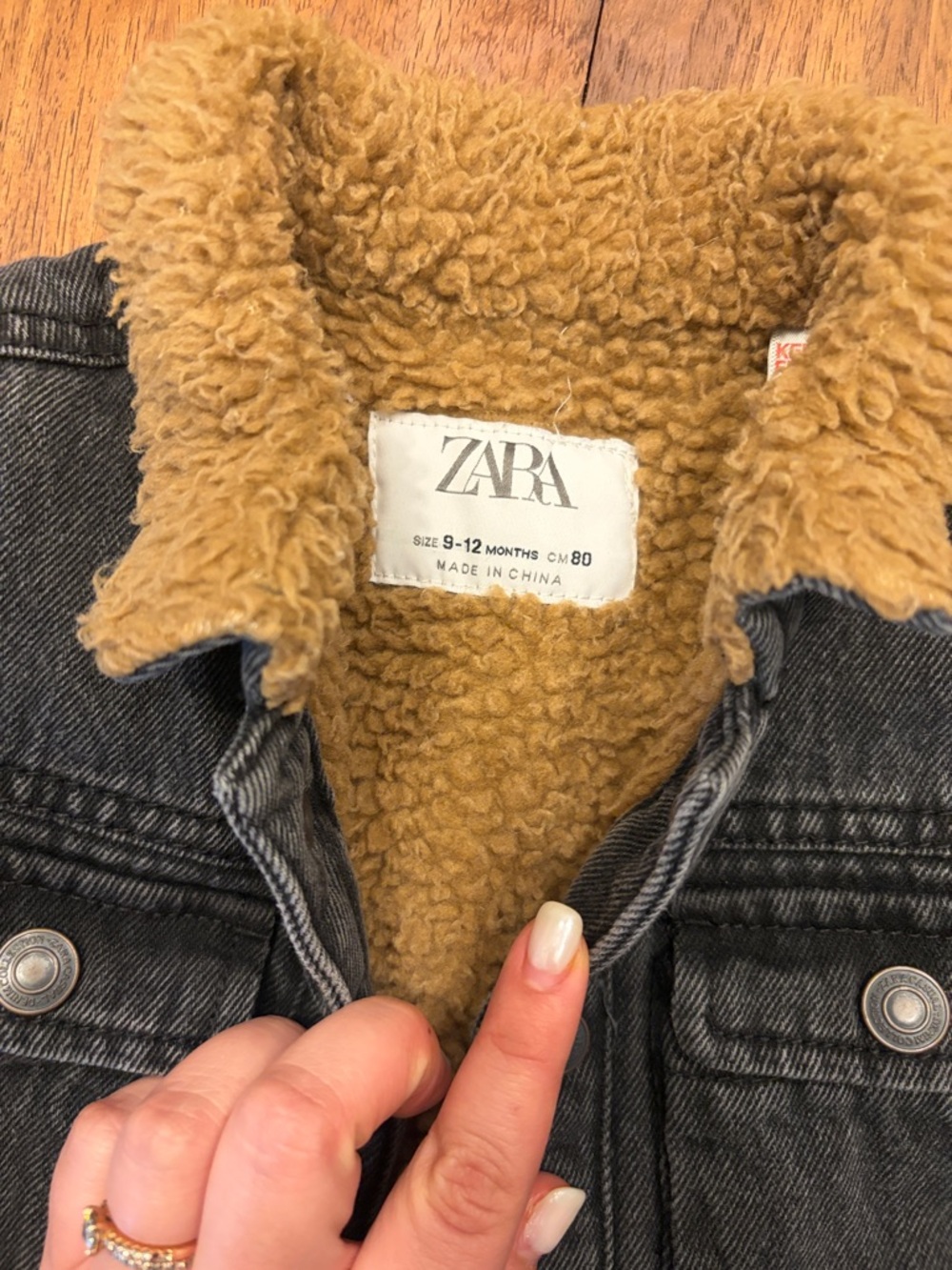 ZARA Toddler Sherpa-Lined Denim Jacket in Camel and Washed Black